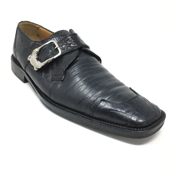 David Eden Loafers Shoes Size 9 Black Croc Liz